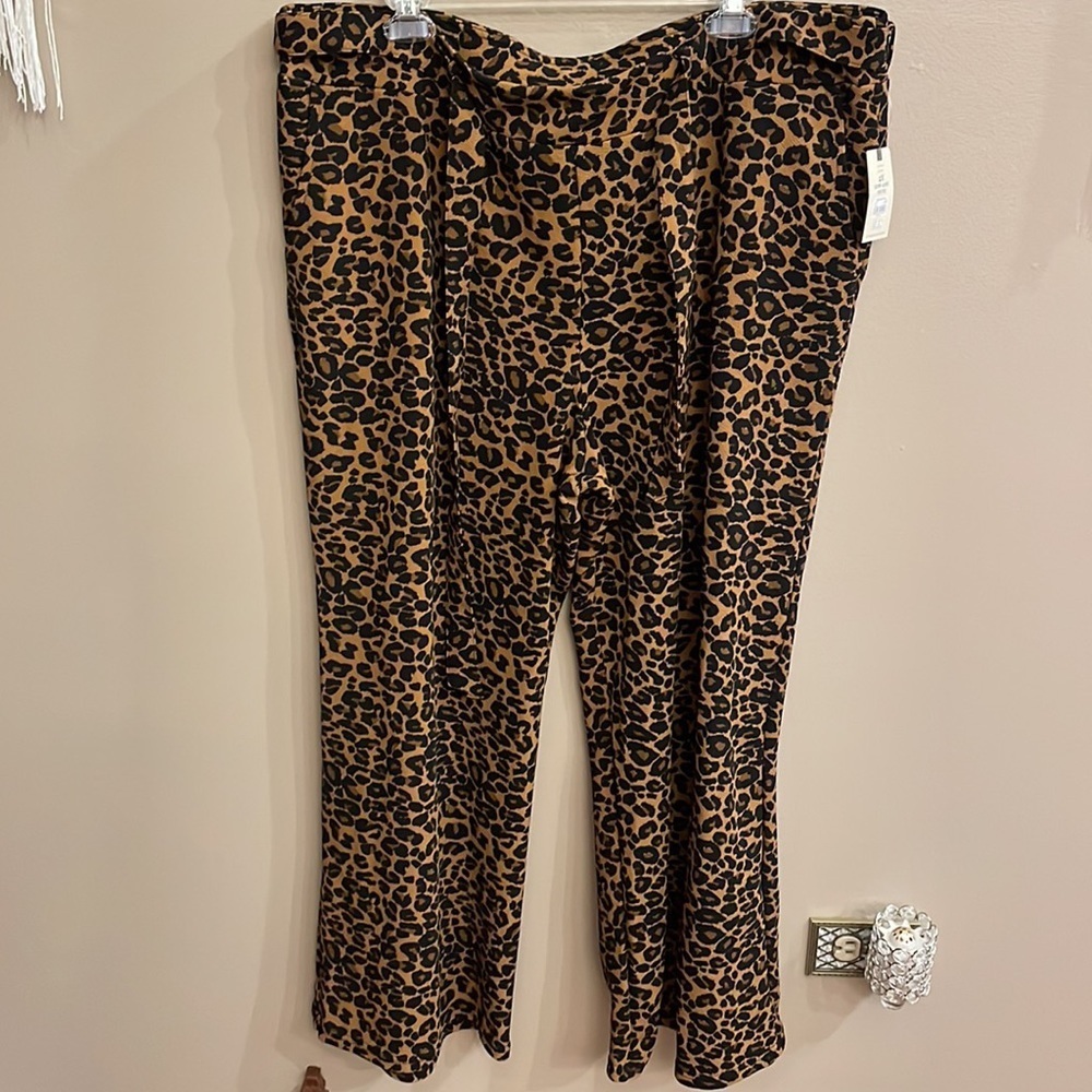 Plus petite women’s leopard print WIDE leg full line stretchy knit pants  2XP - Picture 12 of 14